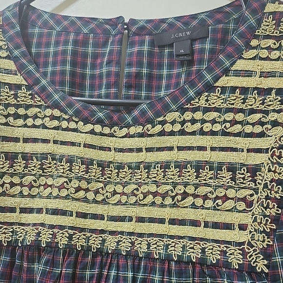 J. Crew Checkered Blouse with Lace Detail - Picture 4 of 14